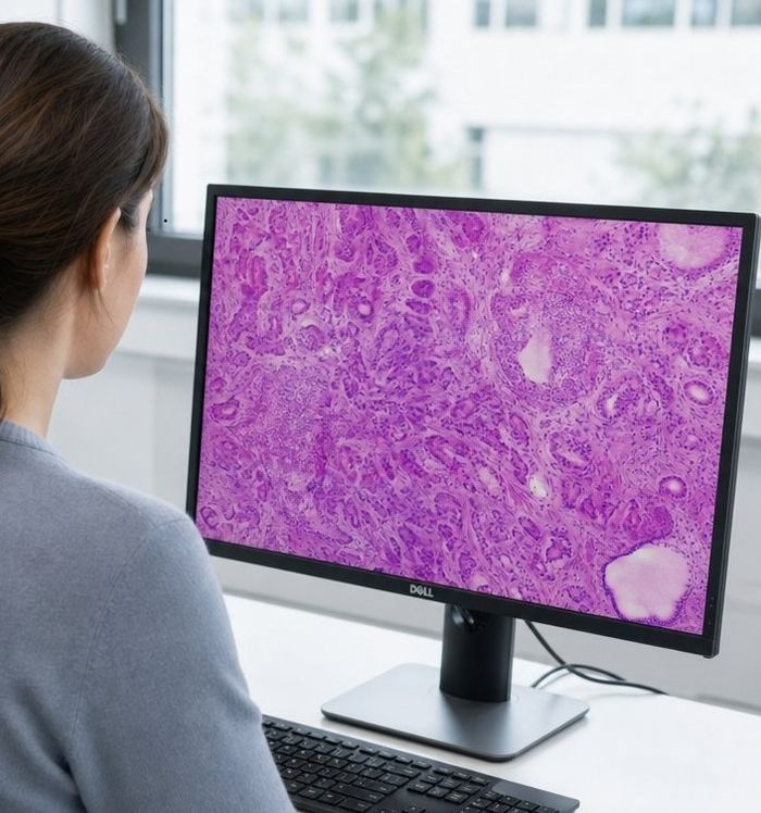 Digital histology image under review